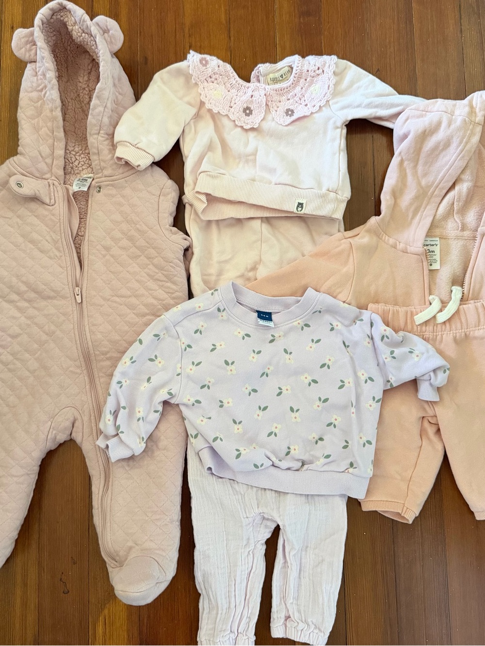 Baby Girl 3–6 Month Fall Clothing Bundle – Pink/Neutral – 4 Outfits